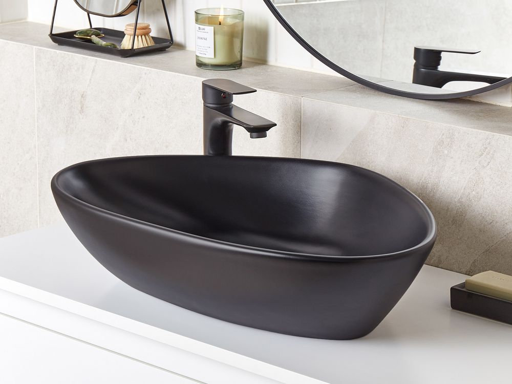 Countertop Basin TIRIG 600 x 390 mm Ceramic Black