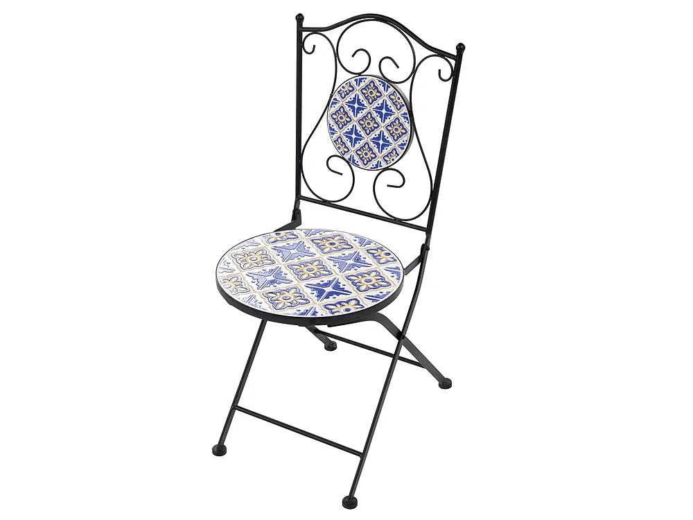 Set mobilier de grădină SIPONTO Metal Alb/Albastru_1155721