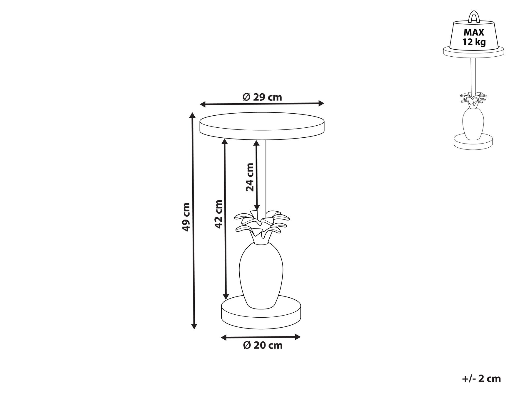 Metal Side Table with Pineapple Base Gold PANNOUVRE_854167
