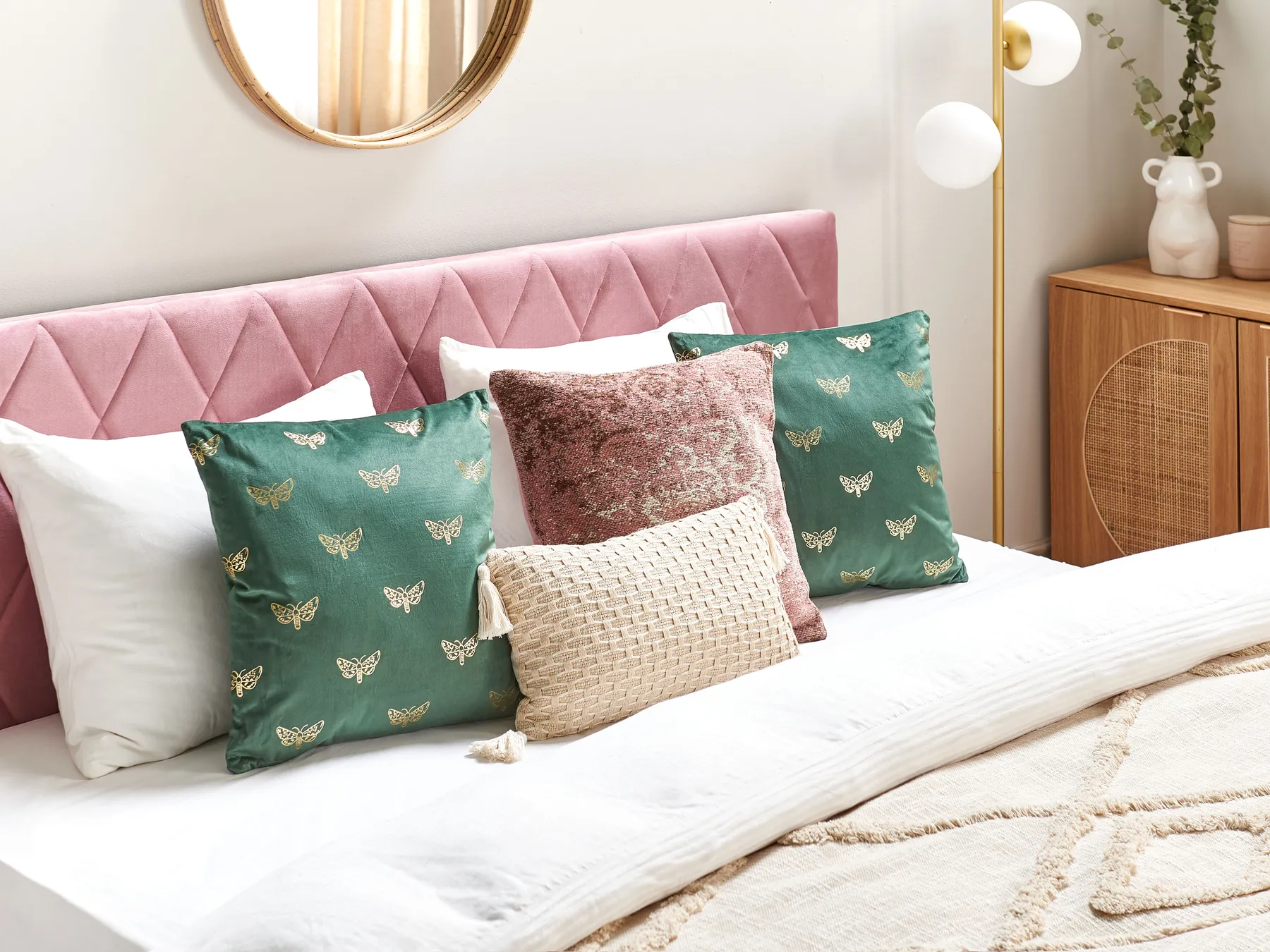 Set of 2 Decorative Cushions YUZURI 45 x 45 cm Velvet Emerald Green Animal Pattern_857821