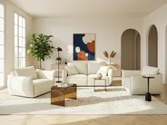 Set da salotto 5 posti KUNES Tessuto Beige chiaro_1013304
