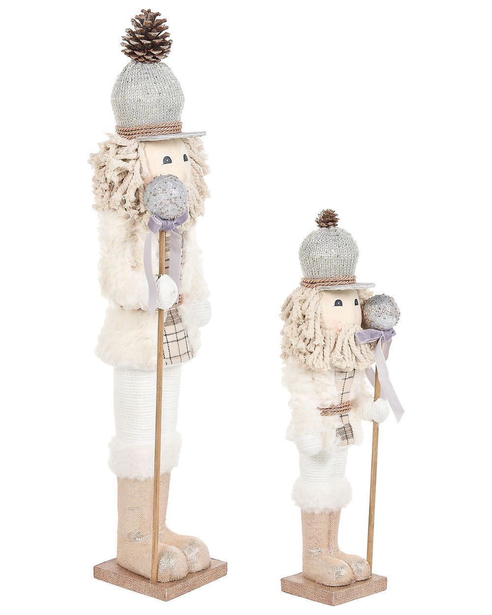 Lot de 2 figurines ALANIEMI 52/79 cm Casse-noisette Beige