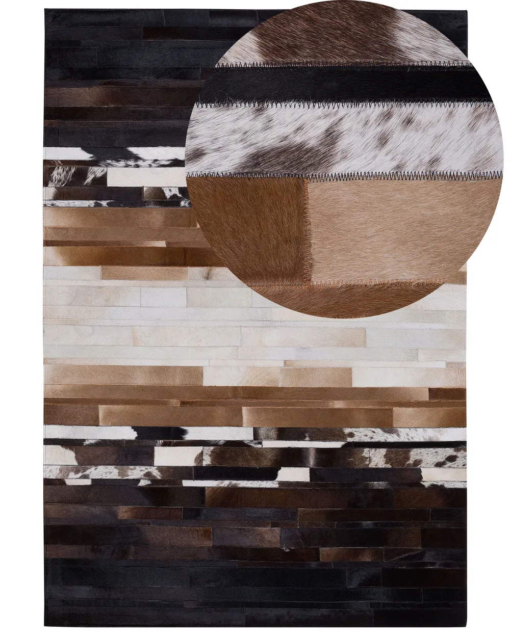 Rug ADVAN Multicolour 140 x 200 cm Leather | Beliani.co.uk