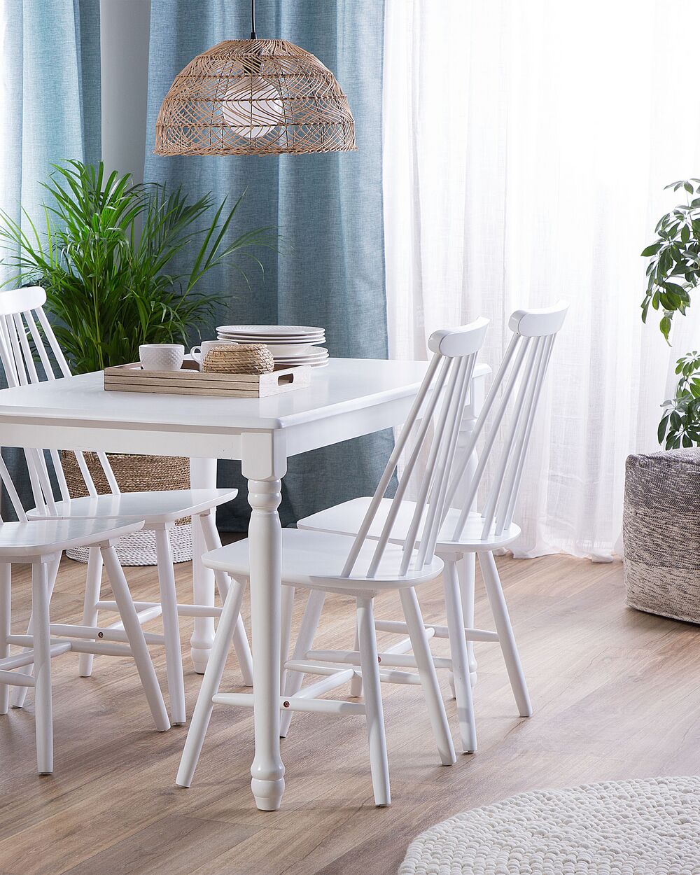 Set of 2 Wooden Dining Chairs White BURBANK Beliani