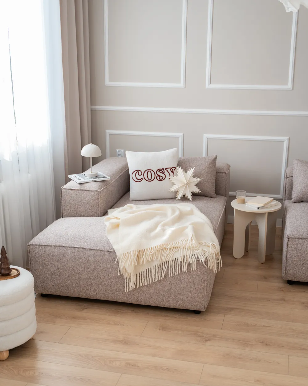 Chaise longue versione destra BRANDE Tessuto Marrone chiaro_1039271