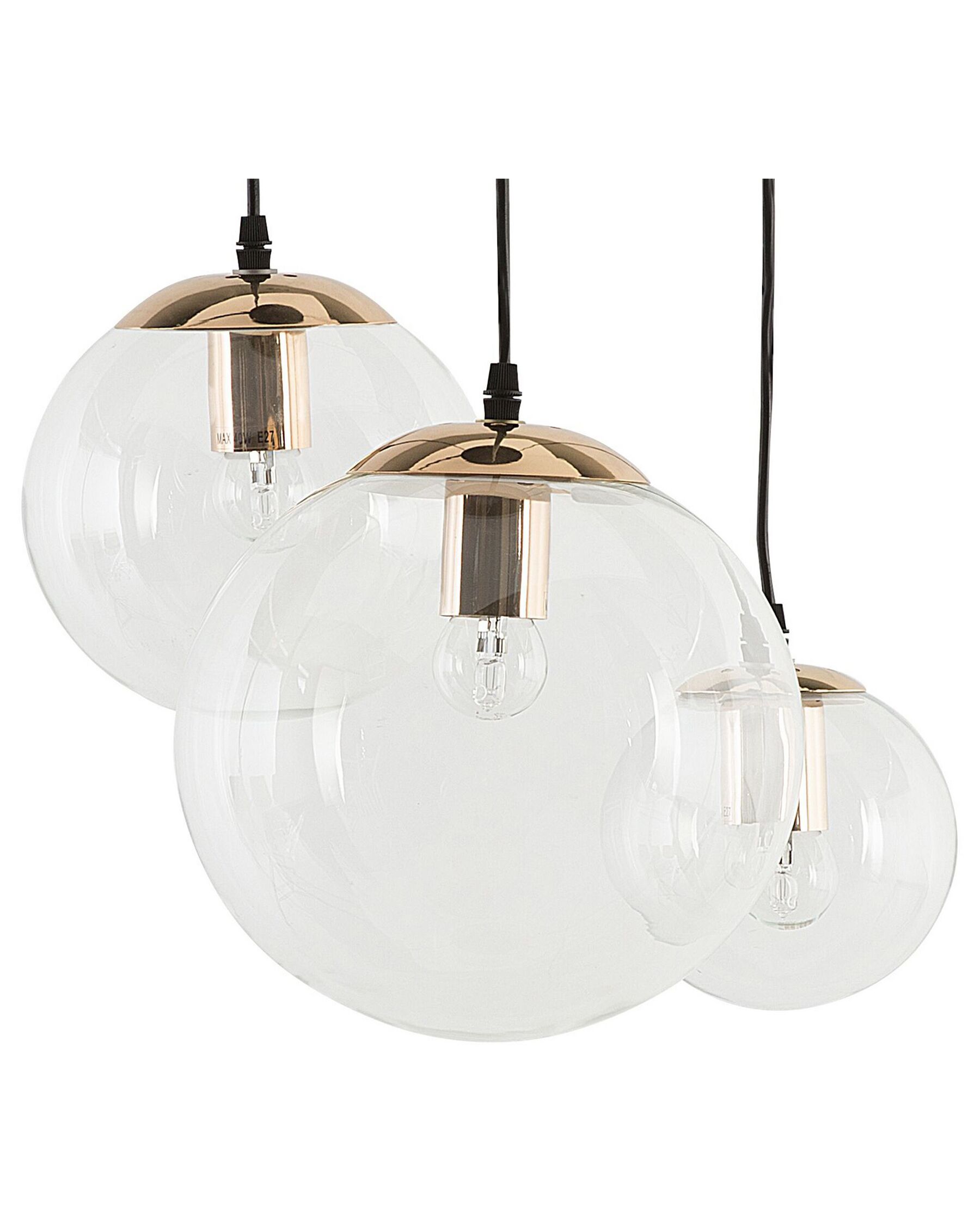 Lampe suspension 3 ampoules transparente / dorée LADON_715305