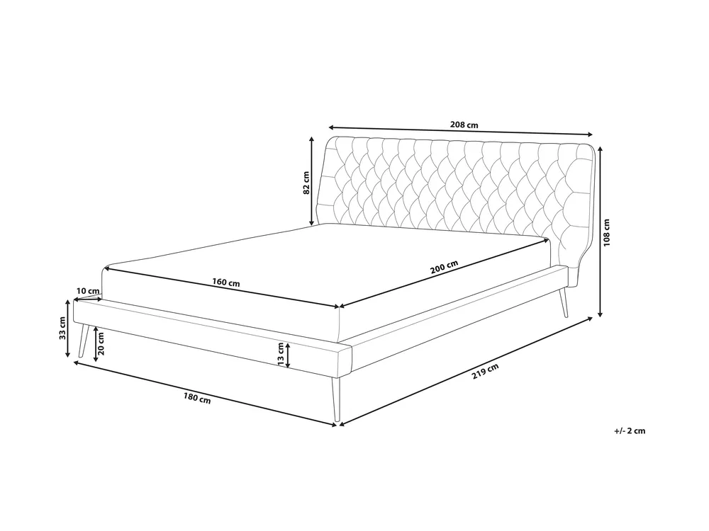 Bed Faux Leather ESSONNE 160 x 200 cm (EU King Size) Grey_774153