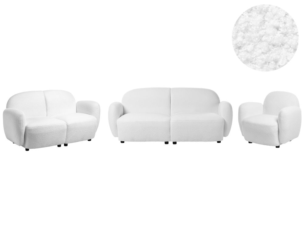 Sofa Set 6-Sitzer JULE Bouclé Cremeweiß