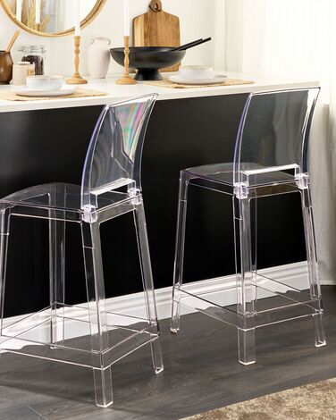 Set of 2 Bar Chairs Transparent WELLINGTON