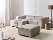 Modular Corner Sofa 2 Seater ARDAL with Ottoman Corduroy Taupe Right Hand_1011075