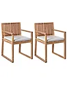 Set of 2 Garden Chairs with Cushions SASSARI PREMIUM Certified Acacia Wood Light Grey