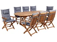 Garden Dining Set 8 Seater MAUI II with Cushions Acacia Wood Graphite Grey_926695