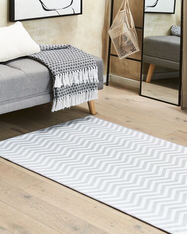 Runner Rug 80 x 200 cm cm White and Grey SAIKHEDA