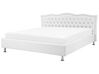Bílá kožená postel Chesterfield s úložištěm 180x200 cm METZ_770427