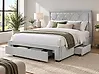 Bed with Storage Drawers LIEVIN Velvet Light Grey 140 x 200 cm (EU Double)