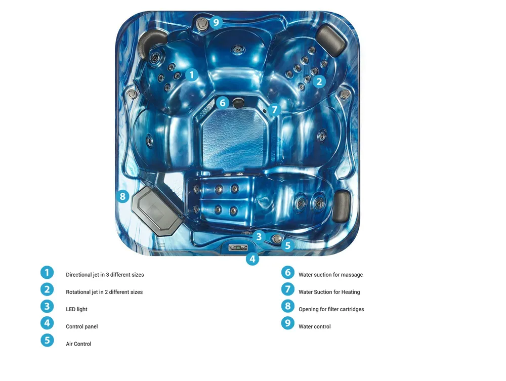 Jacuzzi exterior cu LED TULAROSA Albastru_820188