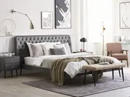 Set da camera da letto Pelle sintetica ESSONNE 180 x 200 cm Grigio_789194