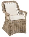 Gartensessel Rattan natürlich 2er Set Auflagen hellbeige MAROS II_932917