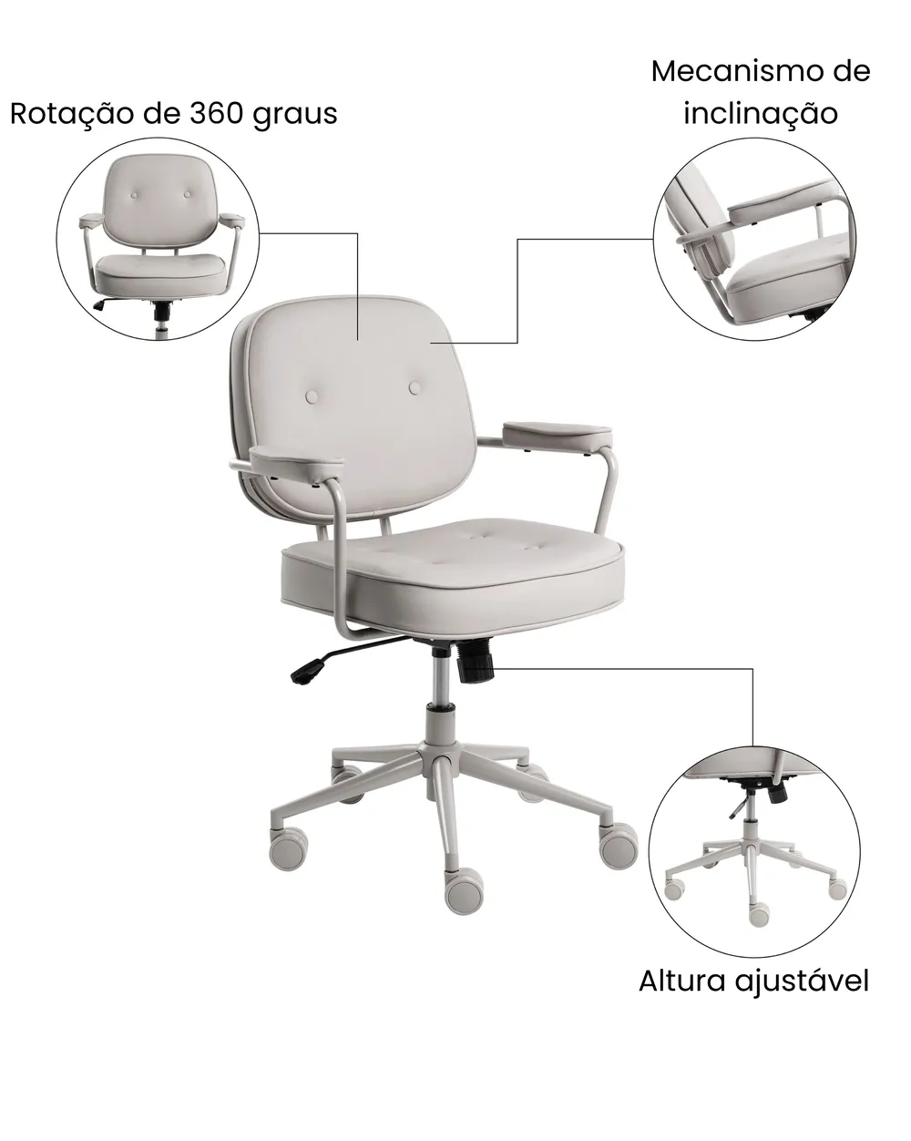 Cadeira home office PARAMUS Pele sintética Cinzento_1072253