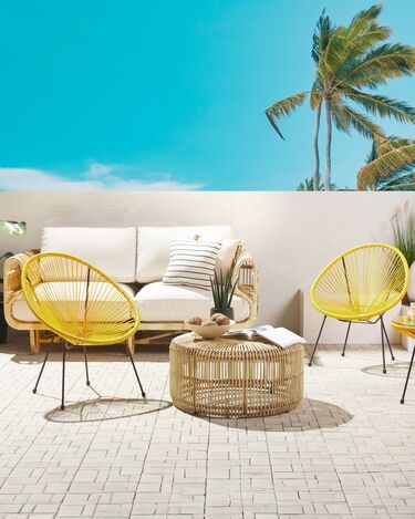 Set of 2 PE Rattan Accent Chairs Yellow ACAPULCO II