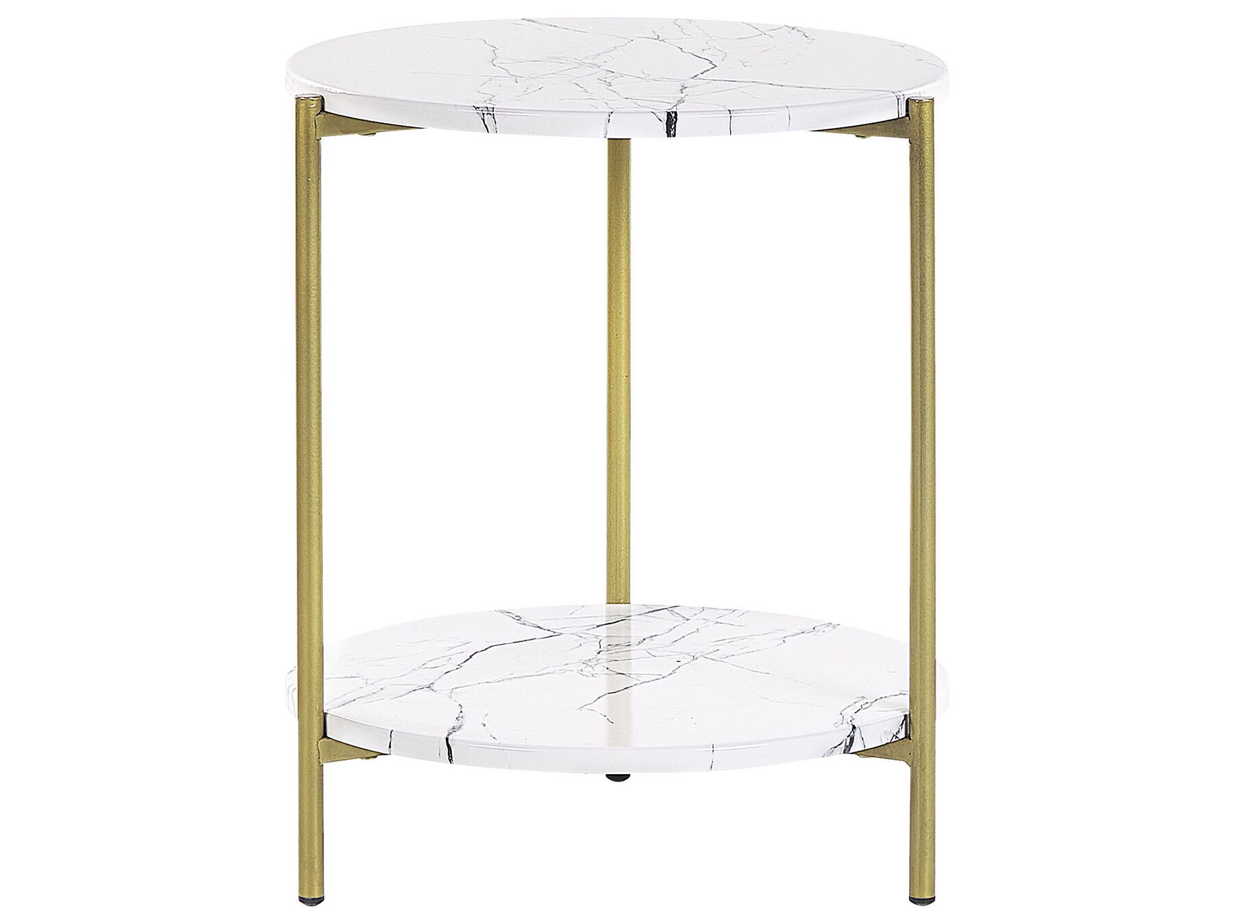 Tavolino effetto marmo bianco e oro ø 40 cm REVA_832846