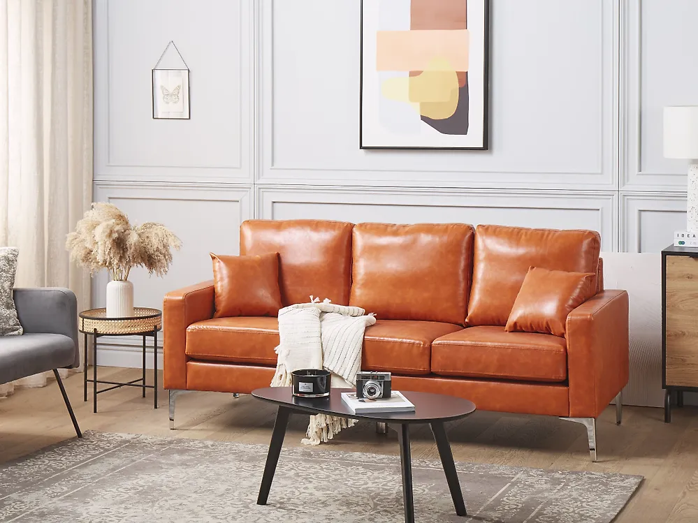 Sofa 3-Sitzer GAVLE Kunstleder Goldbraun_1169572