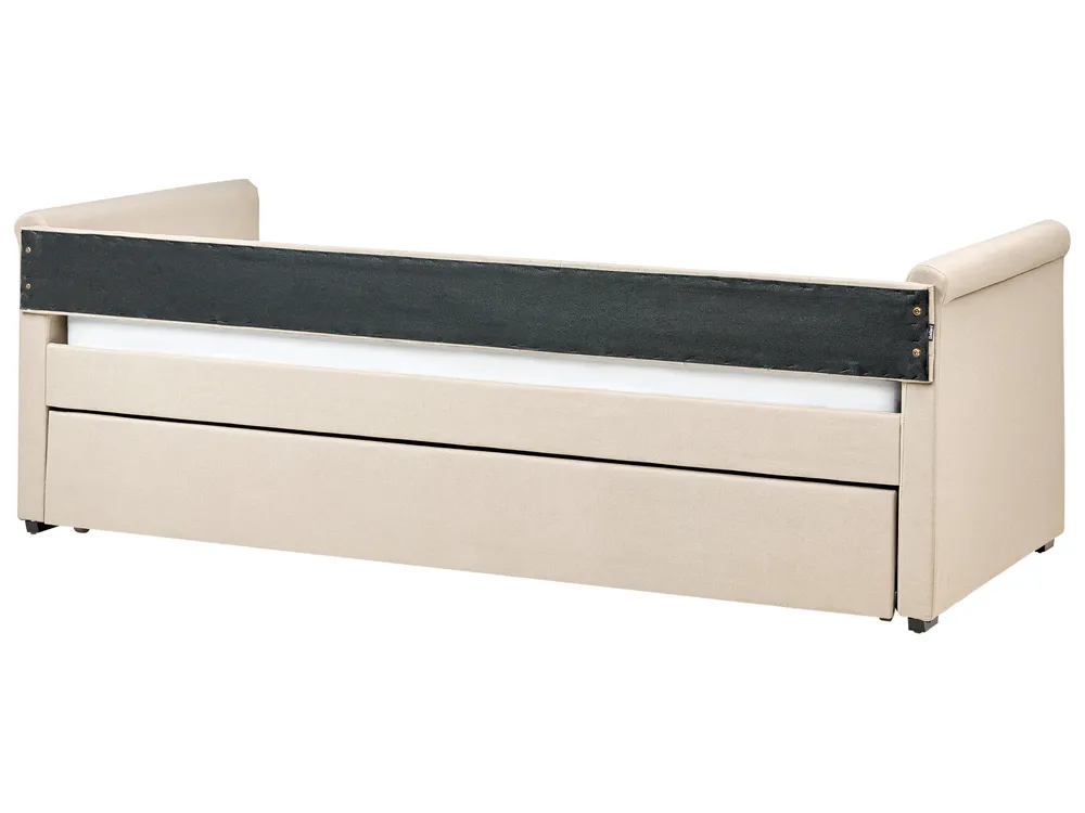 Lit gigogne Tissu LIBOURNE 90 x 200 cm Beige_729655