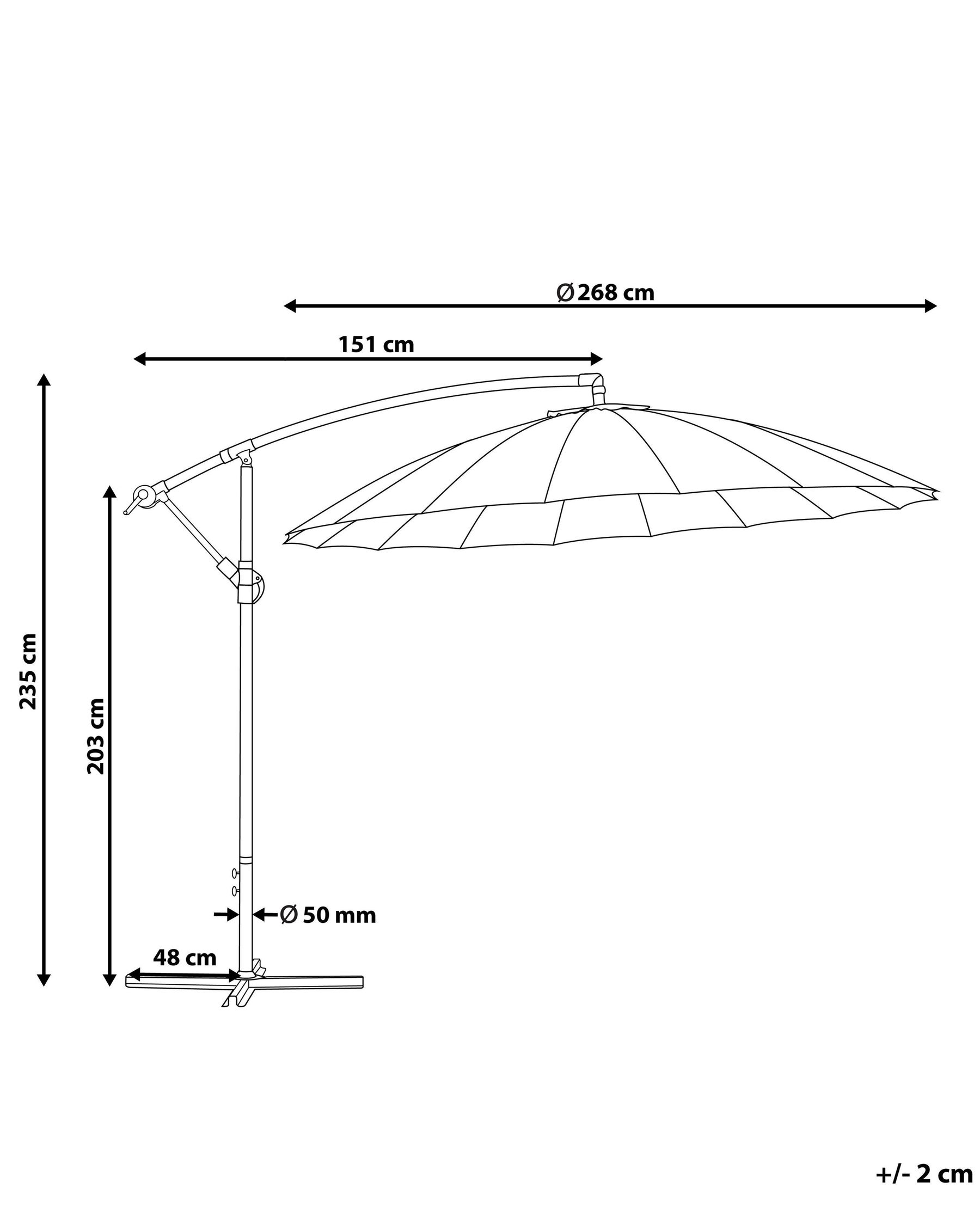 Parasol ogrodowy na wysięgniku 268 cm CALABRIA II Jasnobeżowy_738511