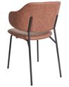 Set of 2 Faux Leather Dining Chairs Brown KENAI_939010