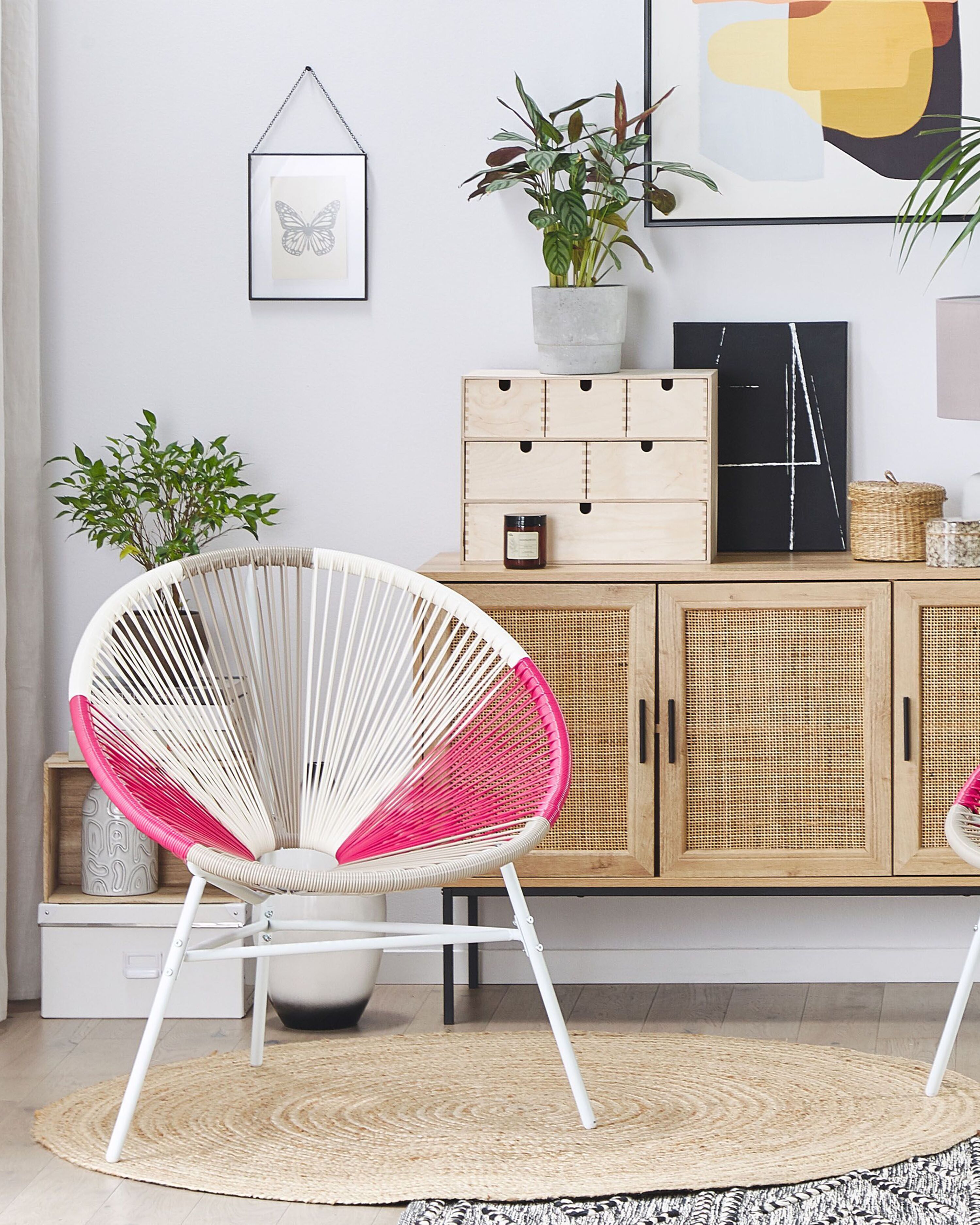 Set of 2 PE Rattan Accent Chairs Multicolour Pink ACAPULCO | Beliani.co.uk