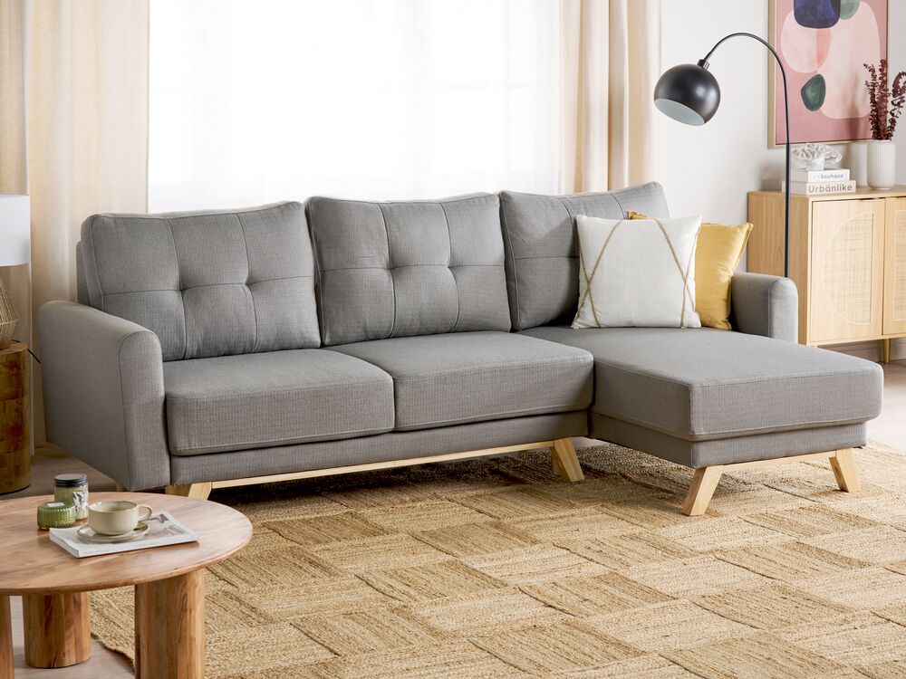 Sofa Bed SIRO with Storage Fabric Grey Left Hand