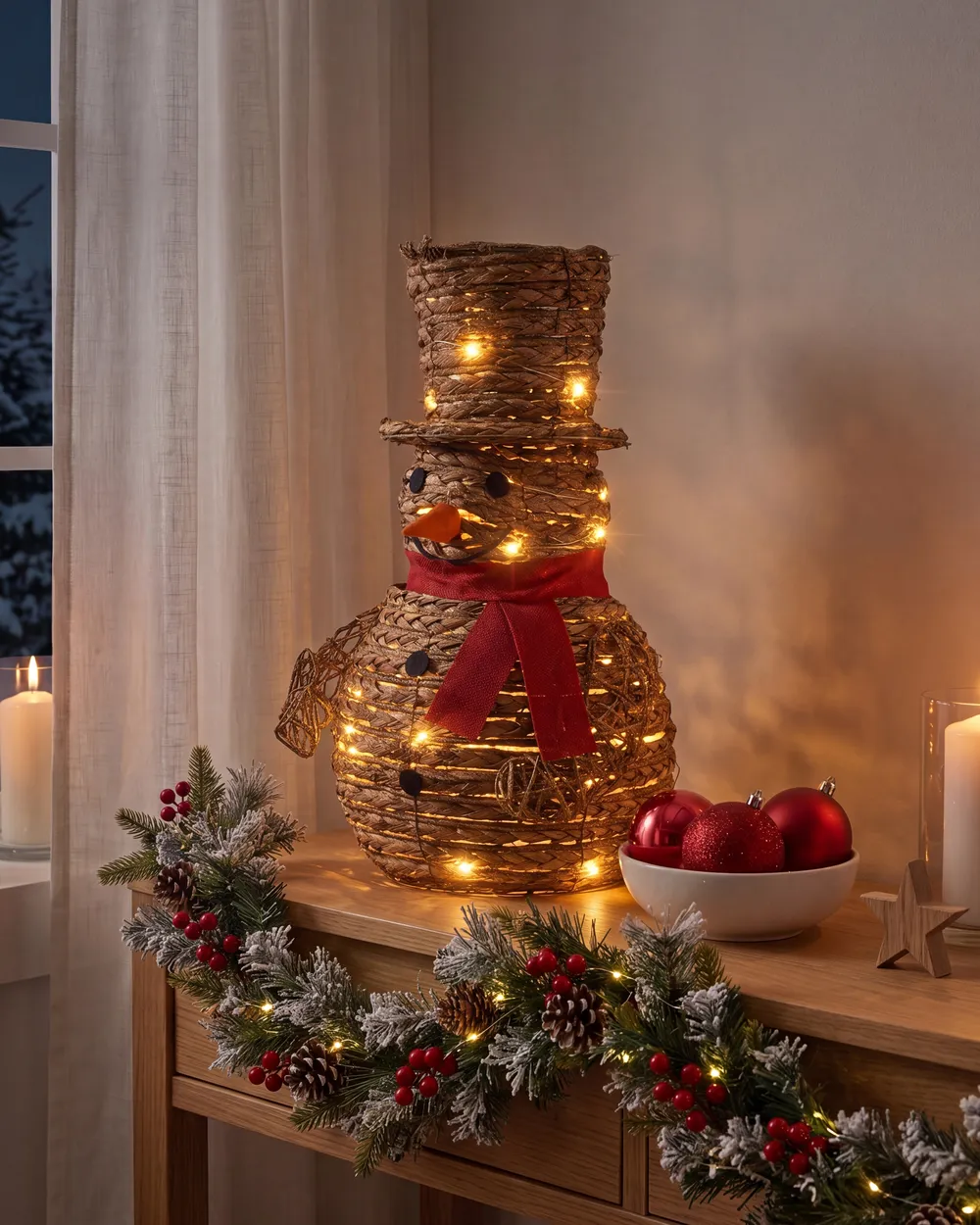 Dekoracja świąteczna LED OLAFSVIK 52 cm Bałwan Naturalny