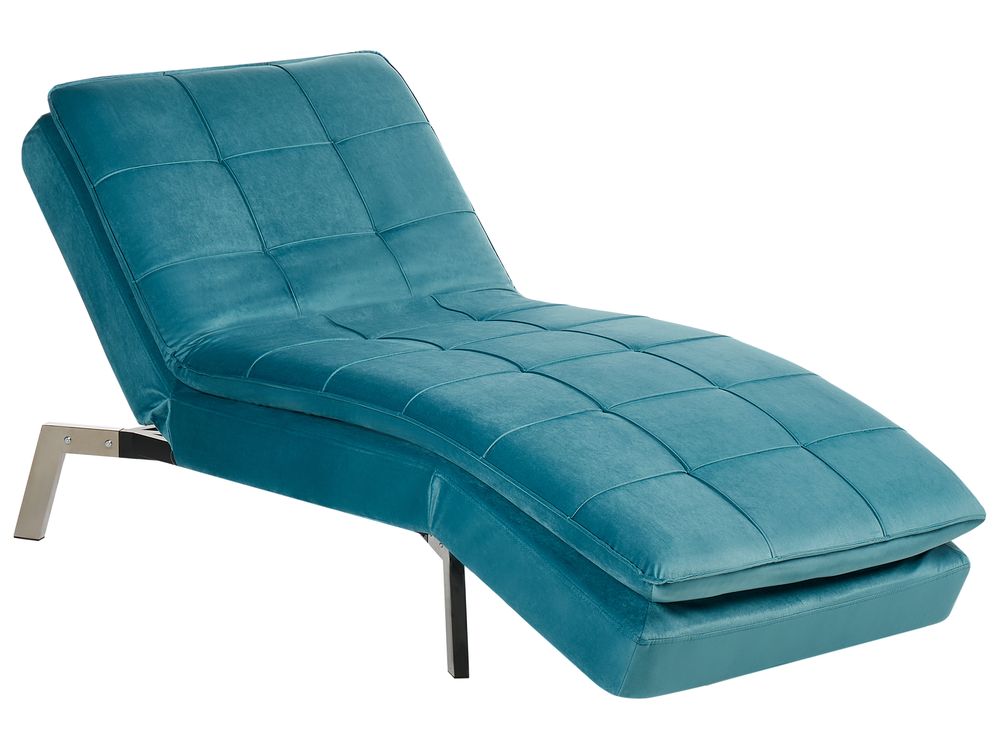 Chaise longue LOIRET Fluweel Groenblauw