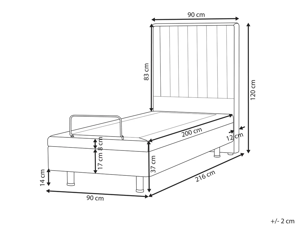 Adjustable Bed Fabric DUKE II 90 x 200 cm (EU Single) Light Beige_910539