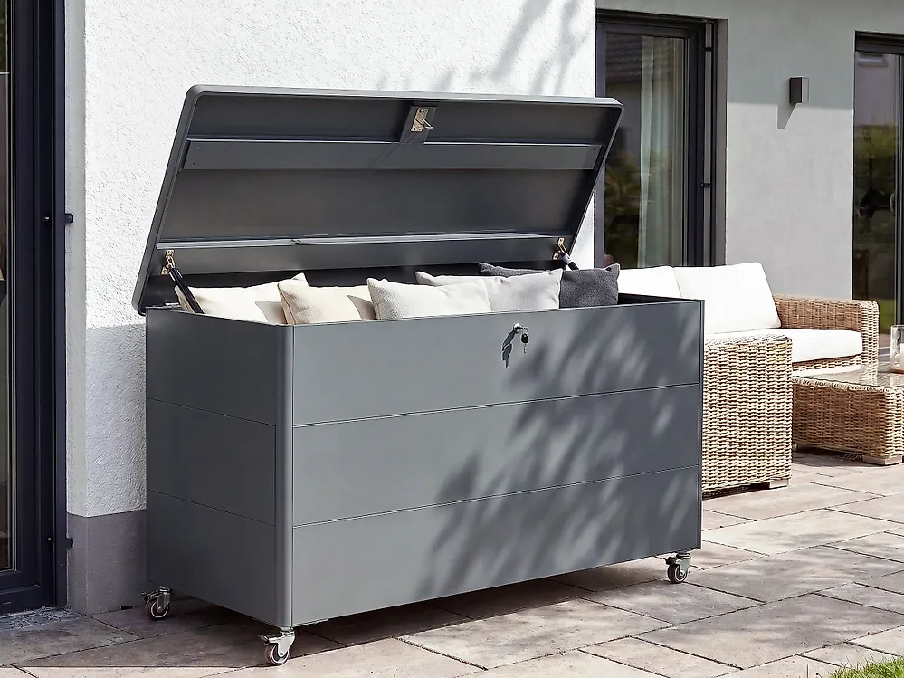 Cesta KYMI 136 cm 55 cm Metallo con ruote Grigio scuro_1173664
