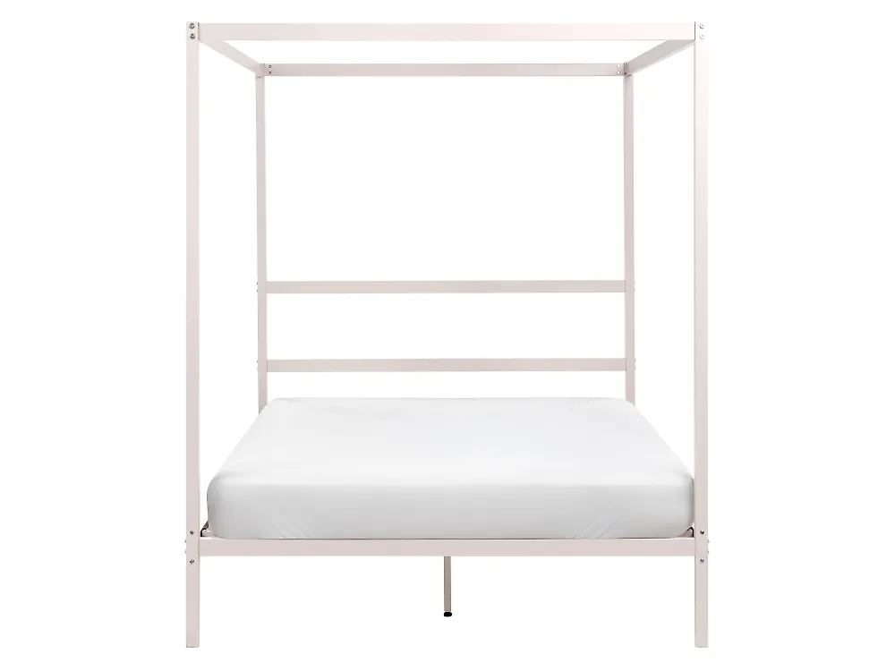 Four Poster Bed Metal LESTARDS 140 x 200 cm (EU Double) Light Beige_1165378