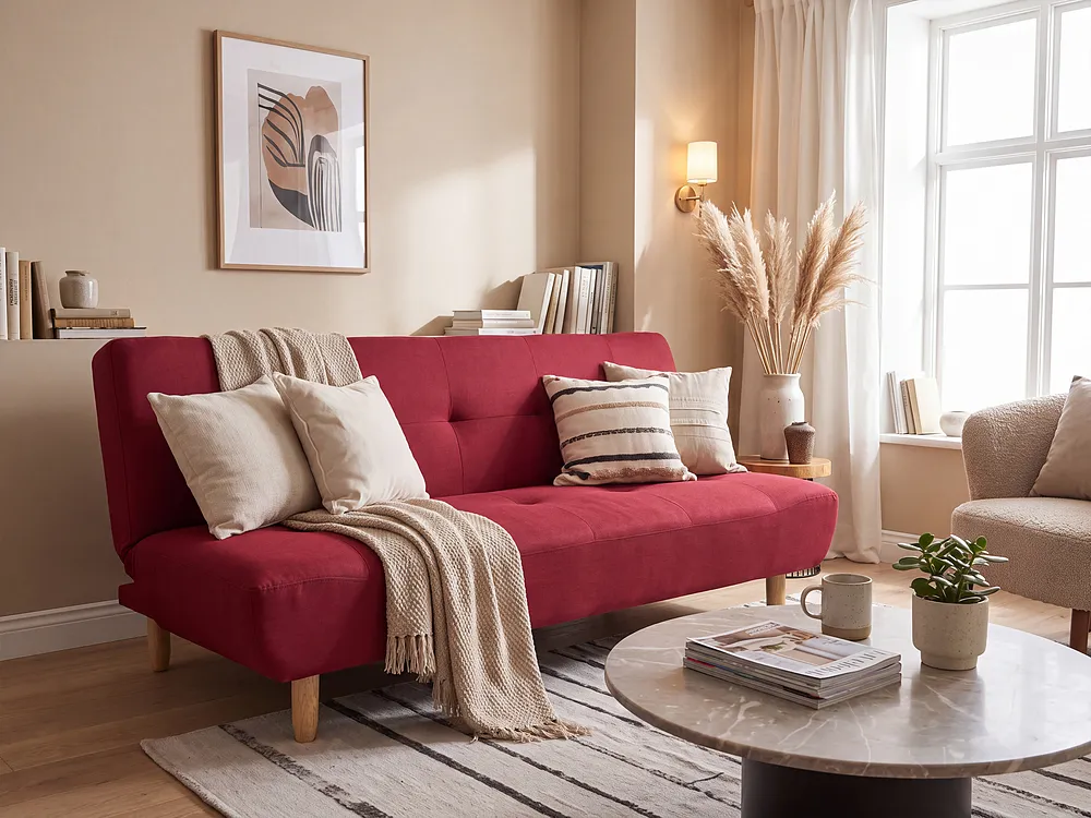 Divano letto 3 posti ALSTEN Tessuto Rosso_1149684
