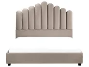 Bett mit Lattenrost Samtstoff VINCENNES 140 x 200 cm Taupe_974738