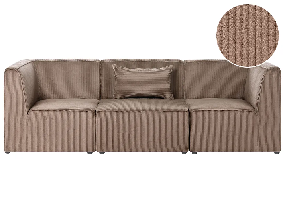 Sofa modułowa dla 3 osób LEMVIG Sztruks Ciemnobeżowy