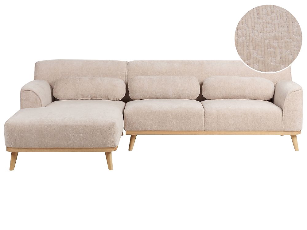 Hjørnesofa SIMOS Chenille Beige Højrevendt