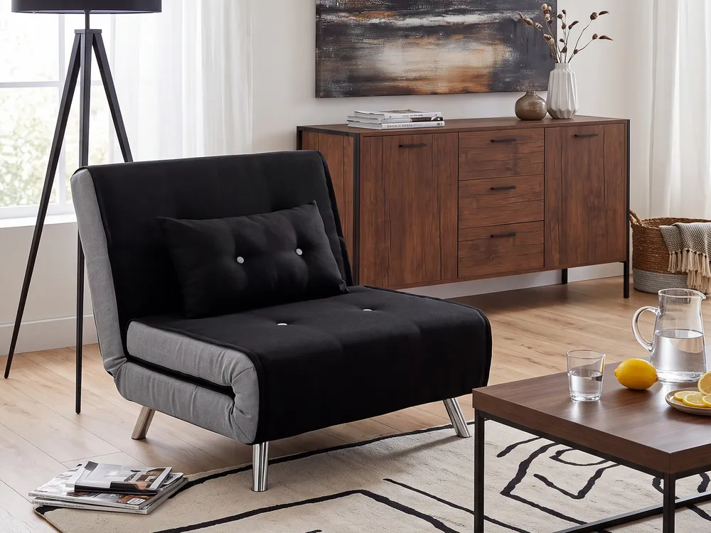 1-Sitzer Schlafsofa FARRIS Stoff Schwarz_1149424