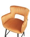 Zestaw 2 krzeseł barowych welurowy pomarańczowy SANILAC_912650