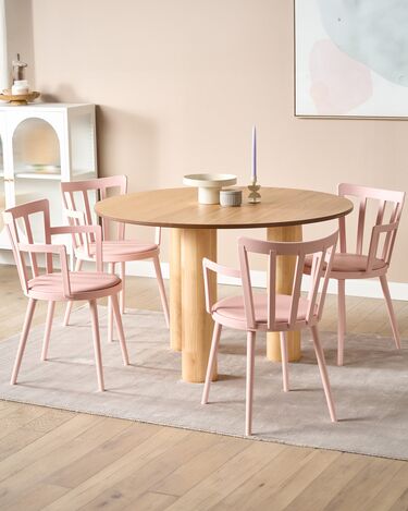 Set of 4 Plastic Dining Chairs Pink MORILL