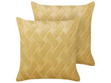 Set of 2 Embossed Cushions Yellow SITAPUR