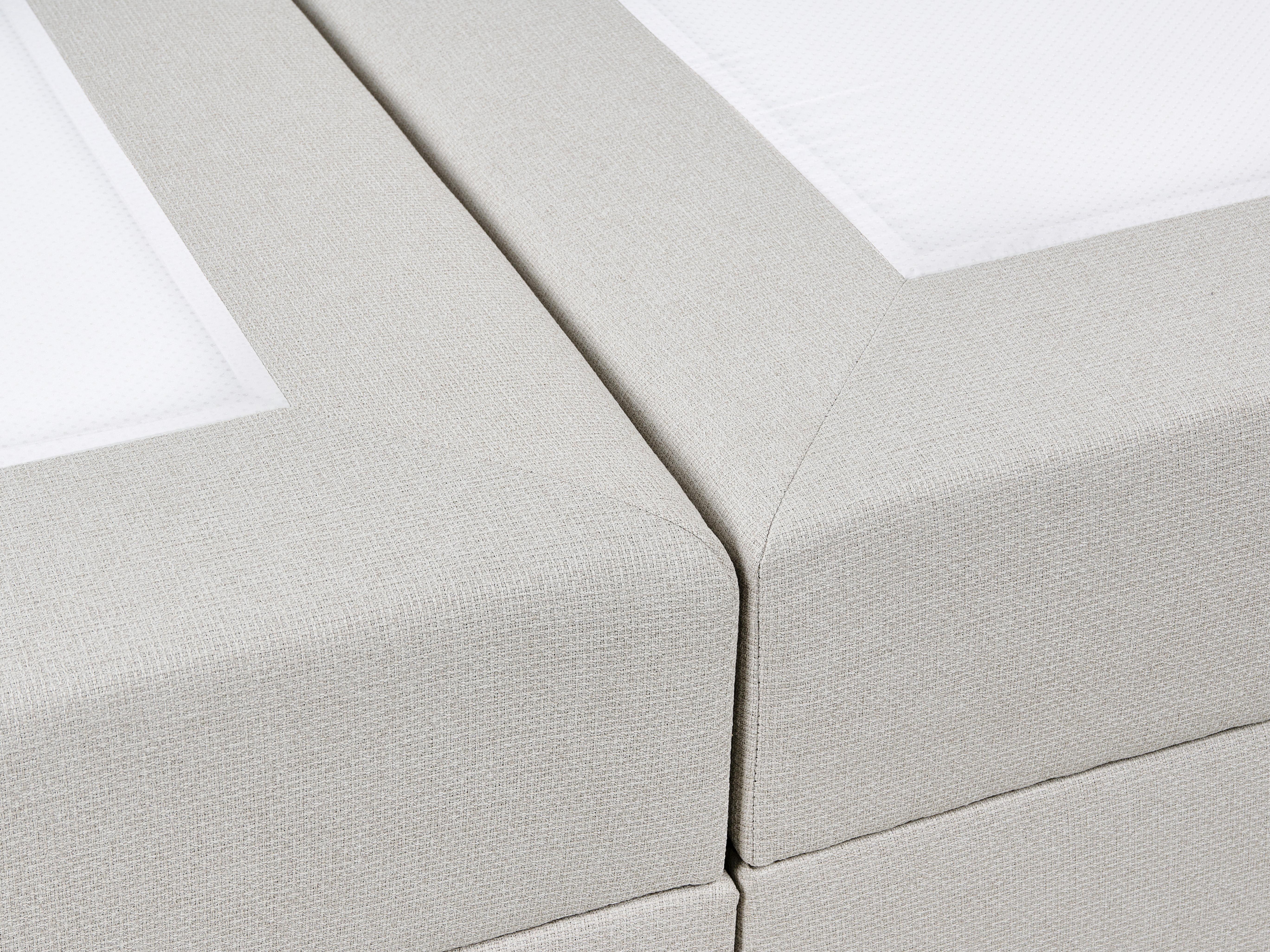 Boxspringbett mit Stauraum ESQUIRE Stoff Cremeweiß 160 x 200 cm_1016118