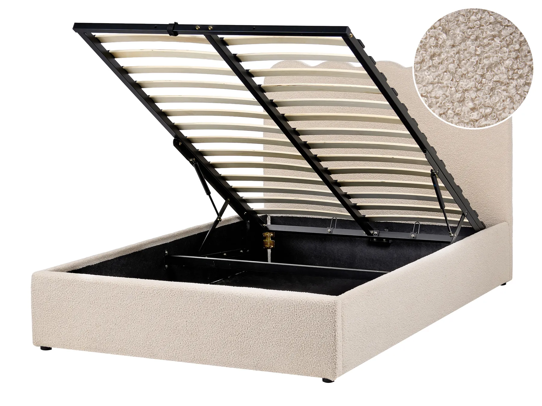 Bett mit Stauraum NANTERRE Bouclé Beige 120 x 200 cm_1082444