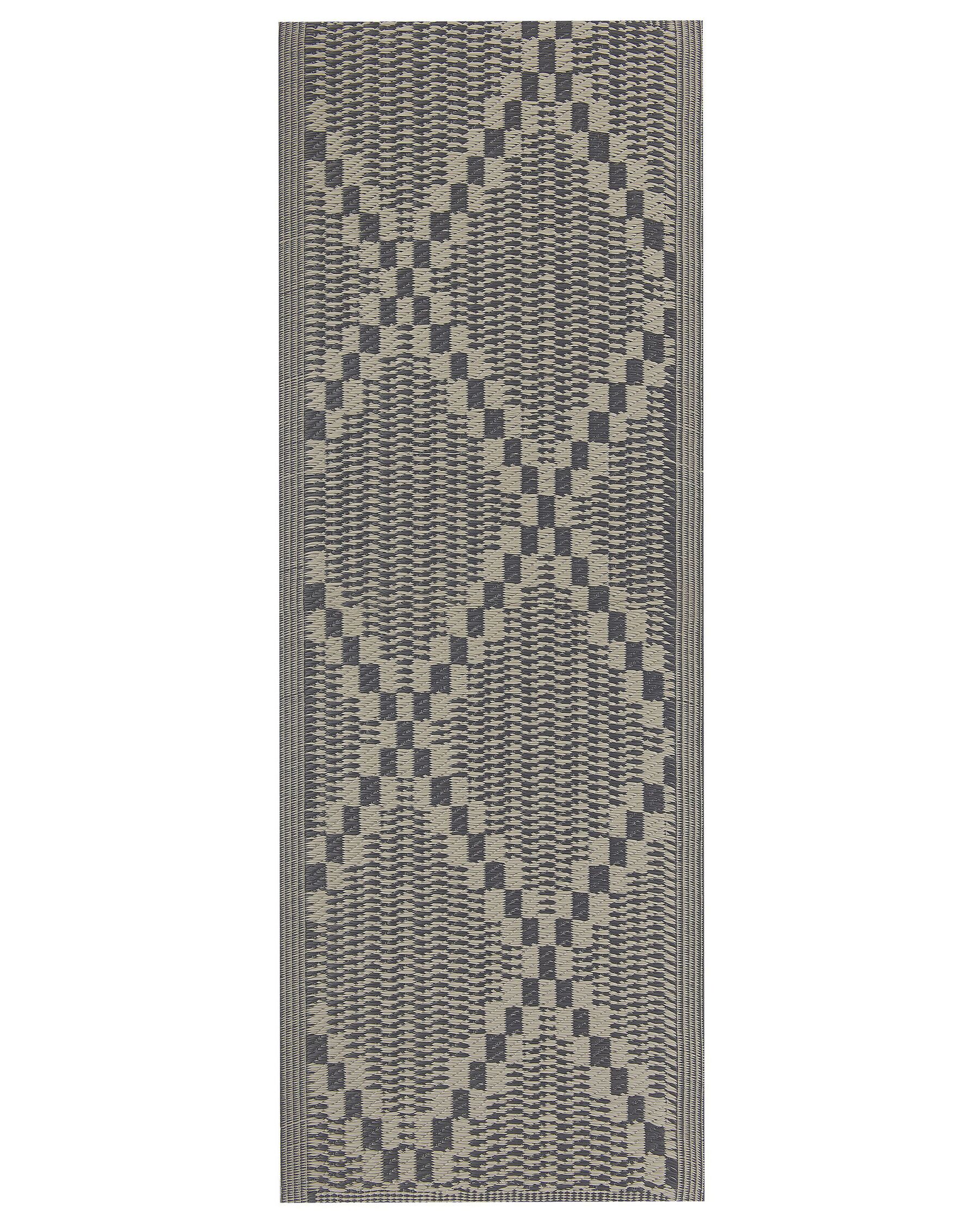 Tapis extérieur gris et marron au motif à carreaux 60 x 105 cm JALNA_766633