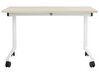 Folding Office Desk with Casters 120 x 60 cm Light Wood and White CAVI_922121