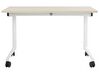 Bureau pliable avec roulettes 120 x 60 cm bois clair et blanc CAVI_922121