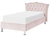 Rózsaszín bársony ágyneműtartós ágy 90 x 200 cm METZ_861420